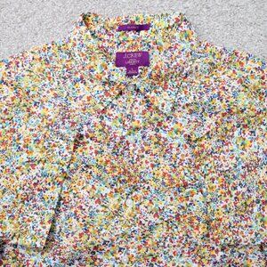 J.Crew x Liberty Fabrics Polo Shirt Mens Large Yellow/Blue Floral Short Sleeve